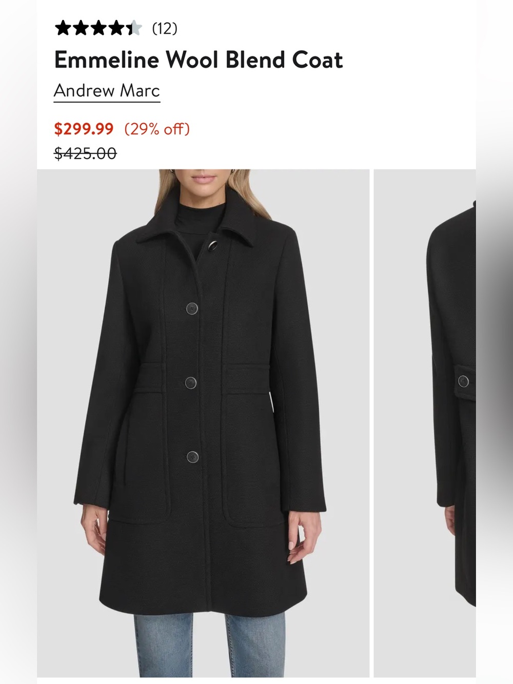 NWT Andrew Marc Emmeline Wool blend Coat